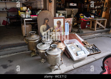 MOSCOW, RUSSIA - AUGUST 3, 2019: Izmailovsky Market. a craft market, souvenirs and second-hand objects on the outskirts of Moscow Stock Photo