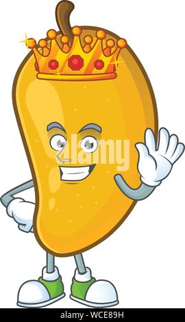King ripe mango character cartoon on white background Stock Vector
