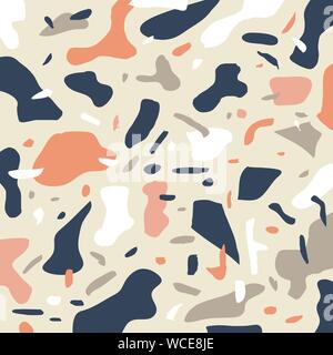 Terrazzo flooring seamless pattern background. Texture classic italian of floor in Venetian style of granite, natural stone,  marble, concrete, glass Stock Vector