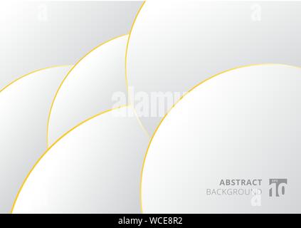 Abstract white and gray gradient with gold border circles overlapping background. Luxury style. Vector illustration Stock Vector