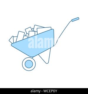 Icon Of Construction Cart. Thin Line With Blue Fill Design. Vector Illustration. Stock Vector