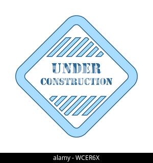 Icon Of Under Construction. Thin Line With Blue Fill Design. Vector Illustration. Stock Vector