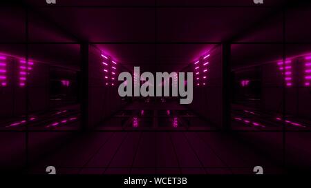 pink stylish dark sci-fi tunnel qith nice glow 3d illustration background wallpaper Stock Photo