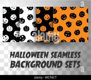 Set of seamless pattern pumpkins with different colour background Stock Vector
