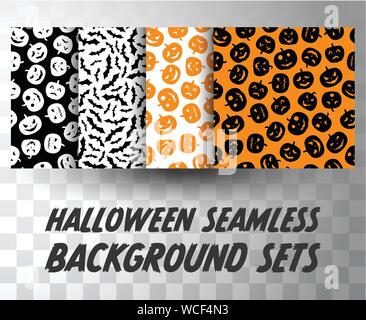 Set of seamless pattern pumpkins with different colour background Stock Vector