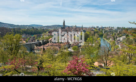 Elevated view over the Old Town of Bern and River Aare. Bern, Switzerland Stock Photo