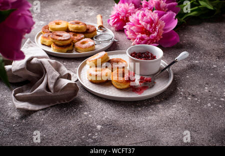 Homemade donuts with rose jam Stock Photo