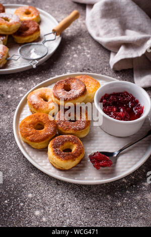 Homemade donuts with rose jam Stock Photo