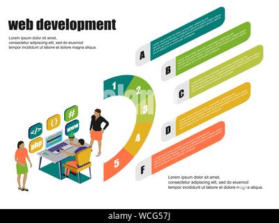 Isometric, great design for any purposes. Web dewelopment. 3d isometric people illustration. Concept business idea. Flat presentation template with Stock Vector