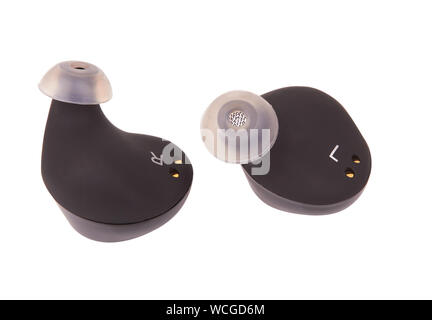 Wireless bluetooth headphones isolated on white background Stock Photo