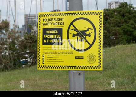 'Drones prohibited' sign Stock Photo