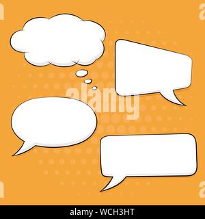 Speech bubbles set on orange background. Pop art comic style Stock Vector