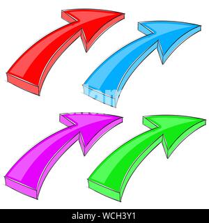 Arrows. UP diagonal colored signs Stock Vector