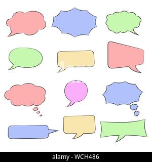 Speech bubbles set. Colored doodles Stock Vector
