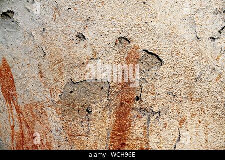 Detailed textures of concrete and granite walls in a vintage weathered look Stock Photo