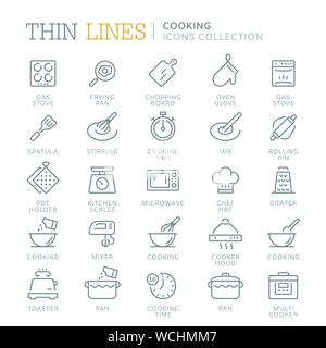 Collection of cooking thin line icons. Vector eps 8 Stock Vector