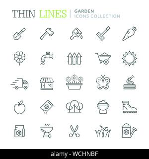 Collection of garden thin line icons Stock Vector