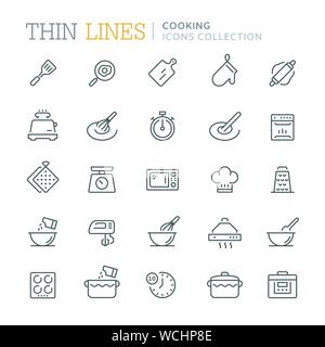 Collection of cooking thin line icons. Vector eps 8 Stock Vector