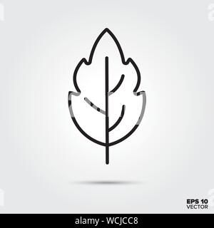 Tree leaf outline style vector. Fall season and nature symbol. Plant part illustration. Stock Vector