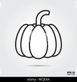 Pumpkin outline style vector. Fall season and food symbol. Vegetable illustration. Stock Vector