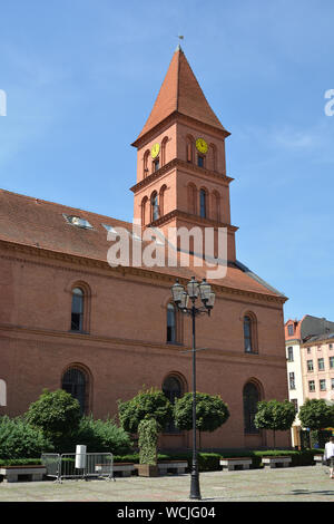 Church of Holy Trinity of 1824 on the New market square Rynek Nowomiejski in Torun - Poland. Stock Photo