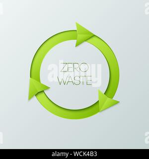 Green badge of zero waste on a white background. Design elements for web and print isolated on white background. Stock Vector
