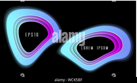 Set of fluid neon color abstract geometric shapes. Abstract shapes composition. Stock Vector