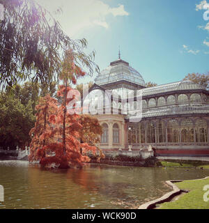 Palacio de cristal in Retiro park, Madrid Stock Photo