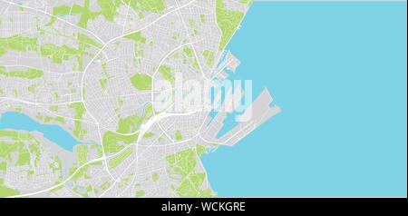 Urban vector city map of Aarhus, Denmark Stock Vector