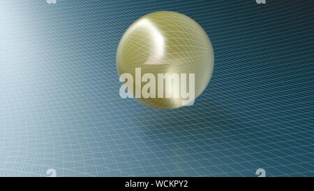 Abstract golden semi-transparent sphere on a blue surface - 3D rendering illustration Stock Photo