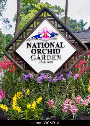 Entrance to the National Orchid Garden, Singapore Botanic Gardens, Singapore Stock Photo