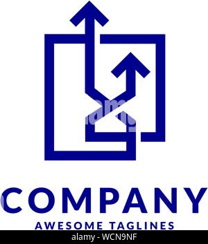 square arrow up link business logo concept illustration Stock Vector
