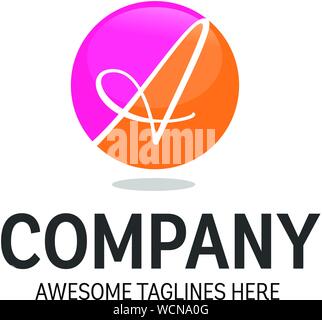 creative letter A handwritten style logo with circle background vector Stock Vector