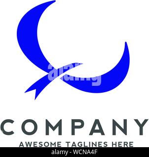 creative simple blue bird fly logo vector concept Stock Vector