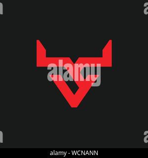 creative strong bull horns line logo vector template Stock Vector