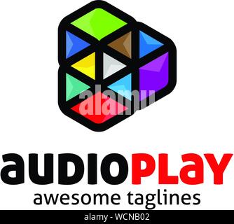 geometric triangle color creative play digital Media logo vector concept Stock Vector