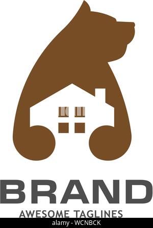 creative bear house logo vector Stock Vector