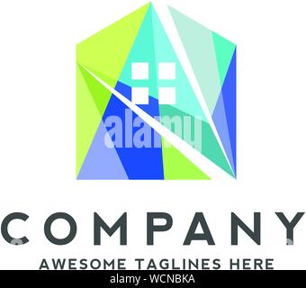 crystal house logo vector,  geometric colorful crystal gem and house symbol vector Illustrations Stock Vector