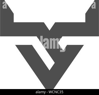 creative strong bull horns line logo vector template Stock Vector