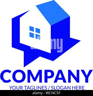 house chat bubble for Consulting, communication and property agency logo design template Stock Vector