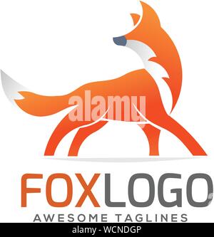 Creative fox Animal Modern Simple Design Concept, red fox logo vector Stock Vector