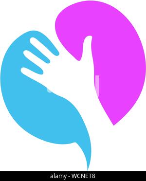 Abstract hands and circle bubble color logo vector design Stock Vector