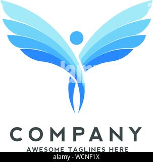 abstract people with wings logo concept, abstract people active sport logo Stock Vector