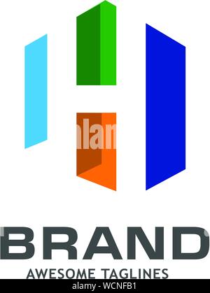 abstract initial letter H as colorful house logo concept Stock Vector