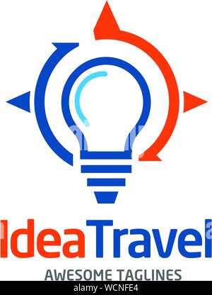 idea travel solution logo, base from light bulb and compass symbol vector Stock Vector