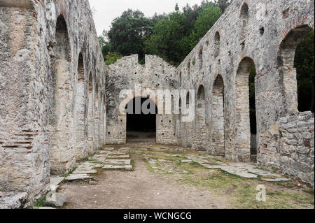 Ruins of church in Buthrotum, ancient city in south Albania. Butrint - UNESCO World Heritage Stock Photo