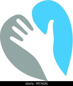creative hand with love color logo, love care give heart logo template vector Stock Vector