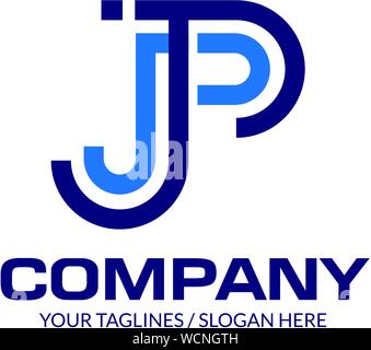 creative initial letter JP linear logo design elements Stock Vector