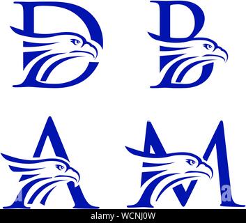 creative initial Letter with Eagle Head Logo concept design template Stock Vector