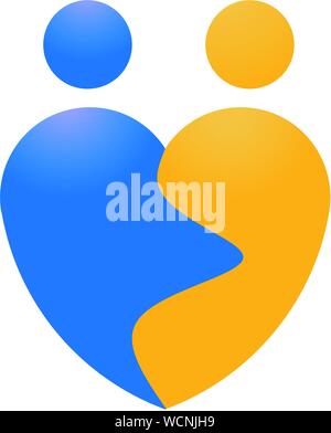 creative love couple shape logo vector Stock Vector